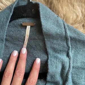 Free People Teal Cropped Cardigan, Size S